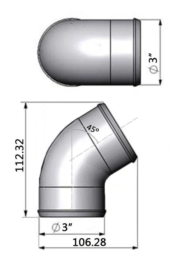 SPA TURBO 3” tight radius 45° elbow intake pipe - Image 3