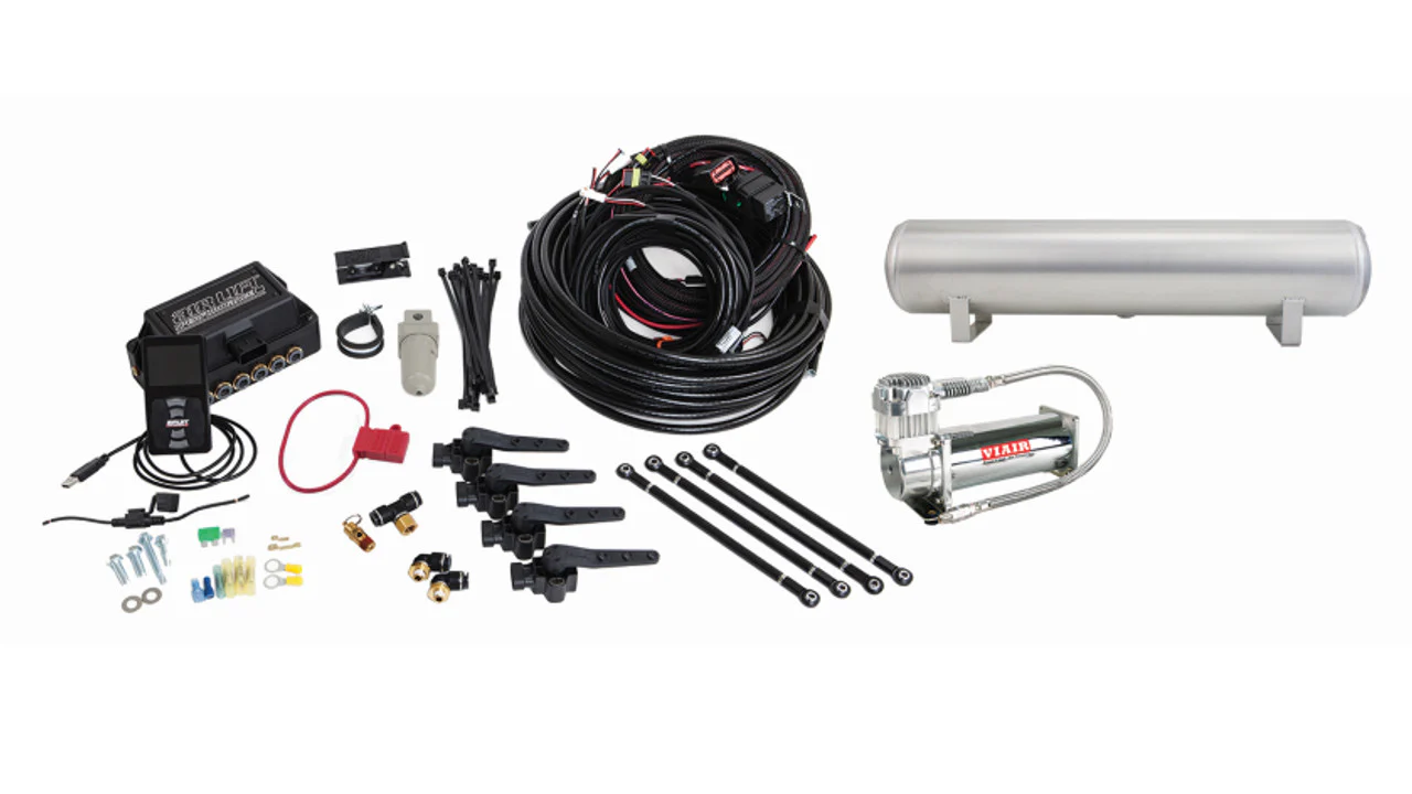 Air Lift Performance 3H Air Management (1/4" Air Line, 4 Gallon 5-Port Lightweight Raw Aluminum Tank, VIAIR 444C Compressor)