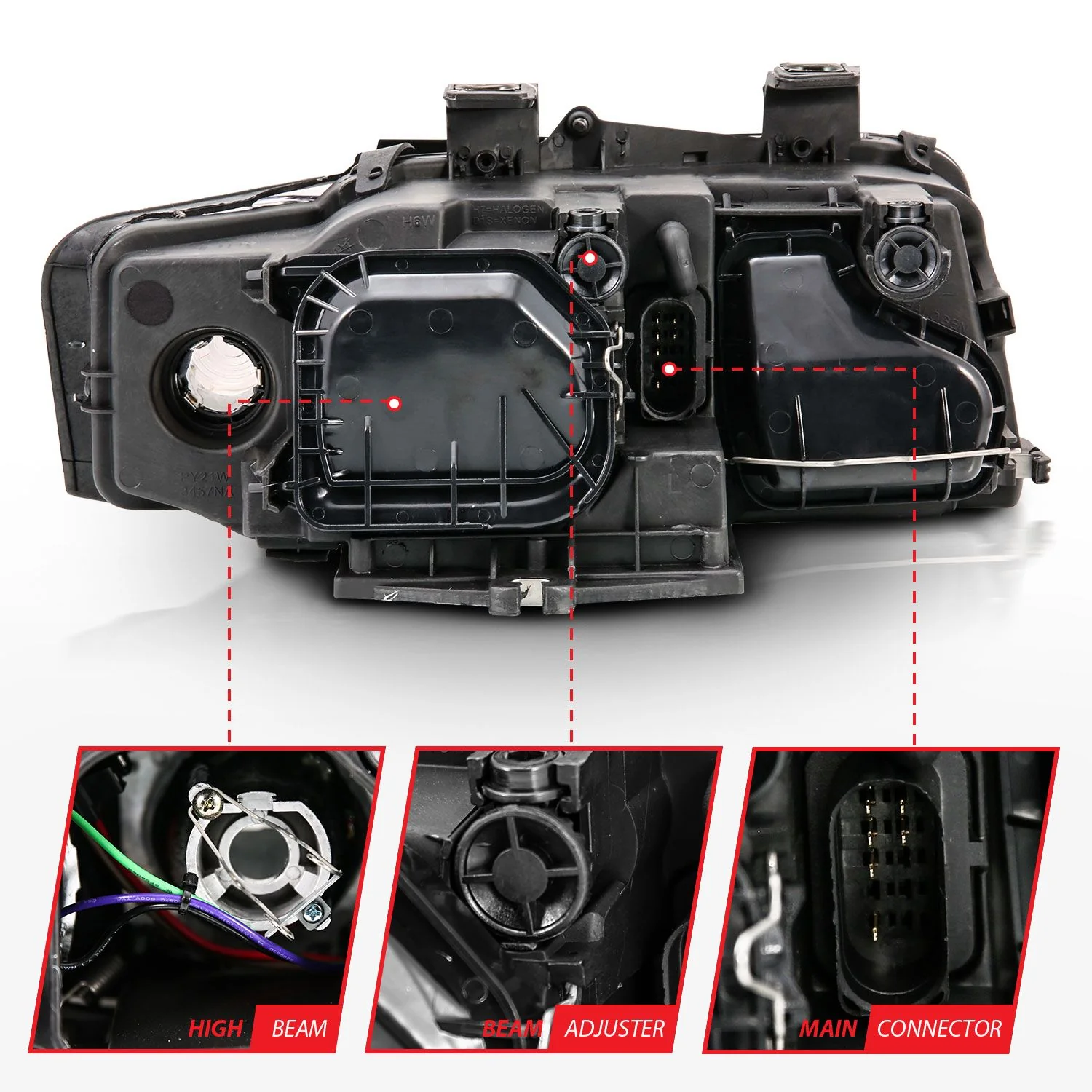 ANZO Audi A4/S4 (B6) Projector Headlights Black (Halogen) - Image 5