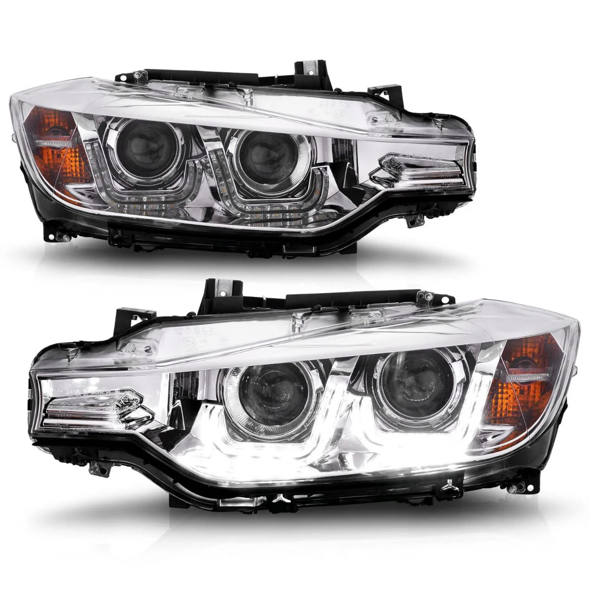 ANZO BMW F30 (2012-2015) 3-Series Projector Headlights w/ U-Bar Chrome