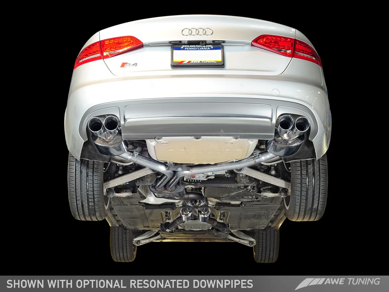 AWE Touring Edition Exhaust for Audi B8.5 S4 3.0T - Chrome Silver Tips (102mm)