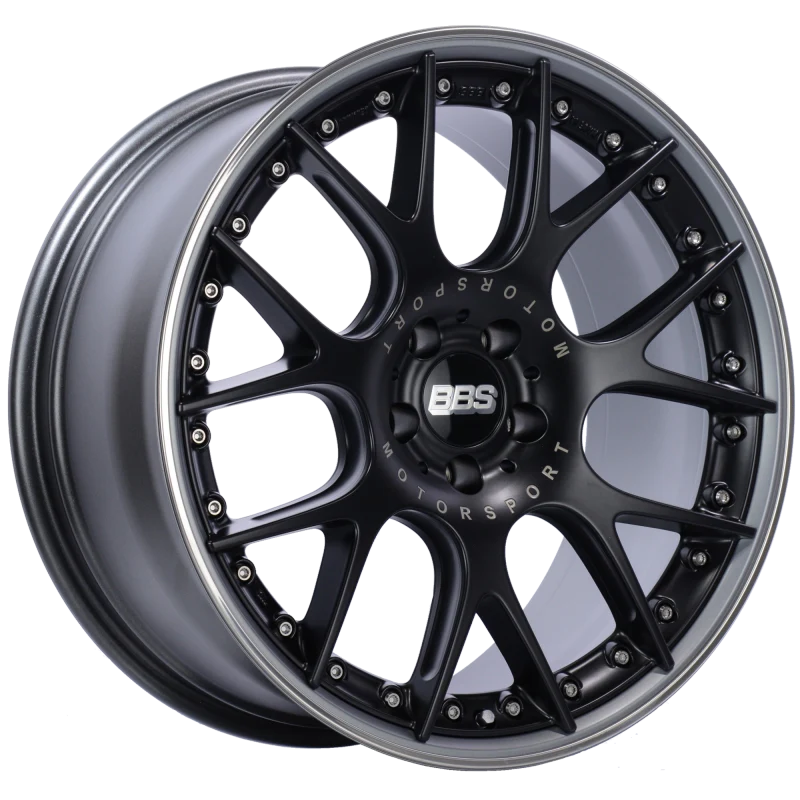 BBS CH-RII 20x9.5 5x112 ET25 Satin Black Center Platinum Lip SS Rim Prot Wheel -82mm PFS/Clip Req