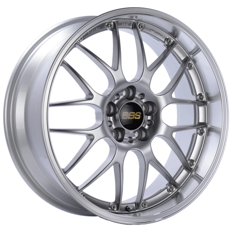 BBS RS-GT 18x8.5 5x120 ET15 Diamond Silver Center Diamond Cut Lip Wheel -82mm PFS/Clip Required