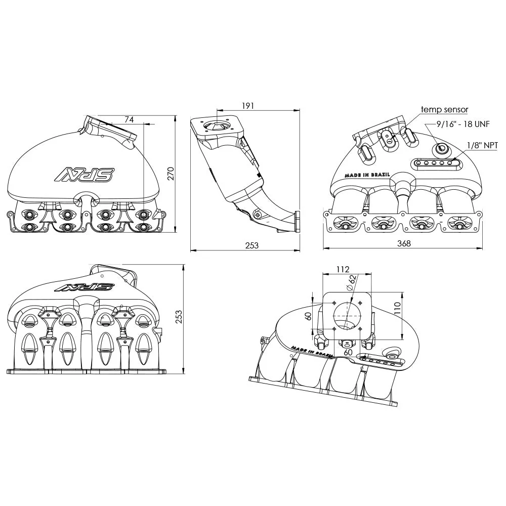 SPA TURBO Cast Aluminum Intake Manifold for longitudinal VW/AUDI 1.8T with 8 injectors Fuel Rail Kit (OEM throttle) - PRE SALE - Image 8