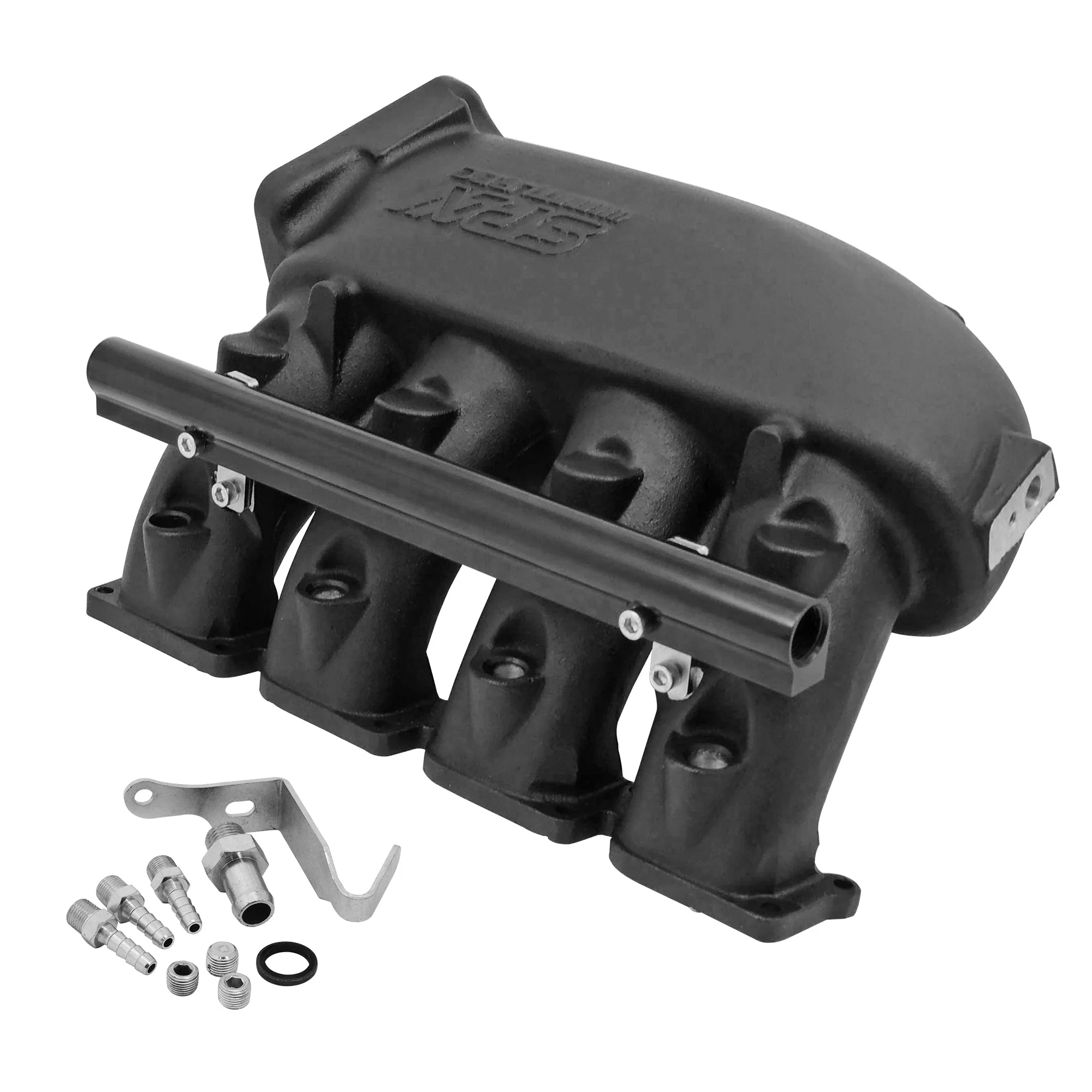 SPA TURBO Cast Aluminum Intake Manifold for transverse VW/AUDI 1.8T with 4 injectors Fuel Rail Kit (left side without throttle bolt holes) - Black