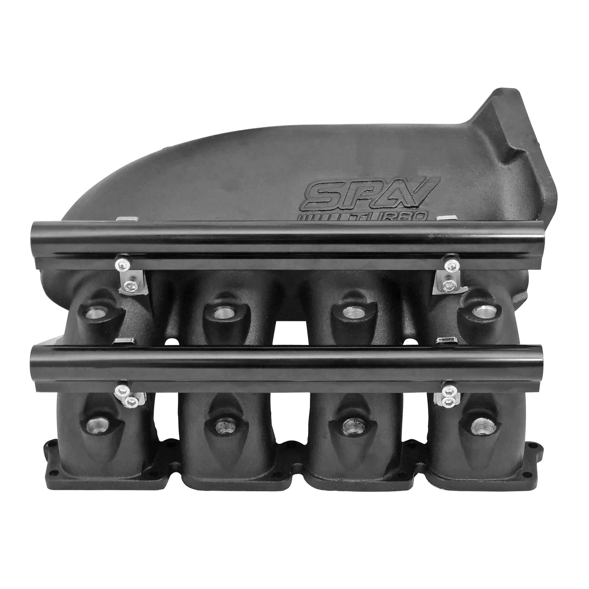 SPA TURBO Cast Aluminum Intake Manifold for transverse VW/AUDI 1.8T with 8 injectors Fuel Rail Kit (right side OEM throttle) - Black - Image 2