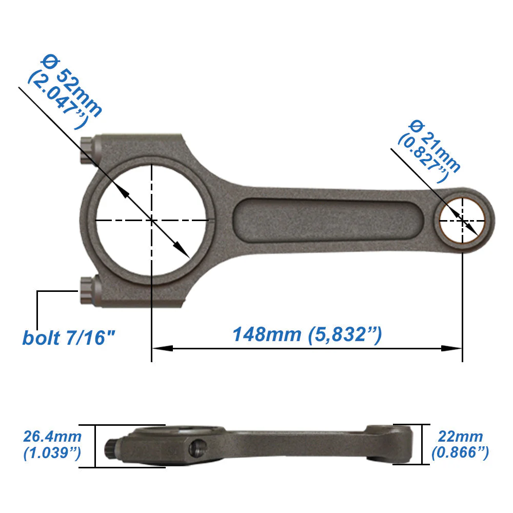SPA TURBO Chevy Euro C22 C22NE X22XE, C22XE, C22LET 148mmx21mm 4340 forged connecting rods A Beam - Image 5