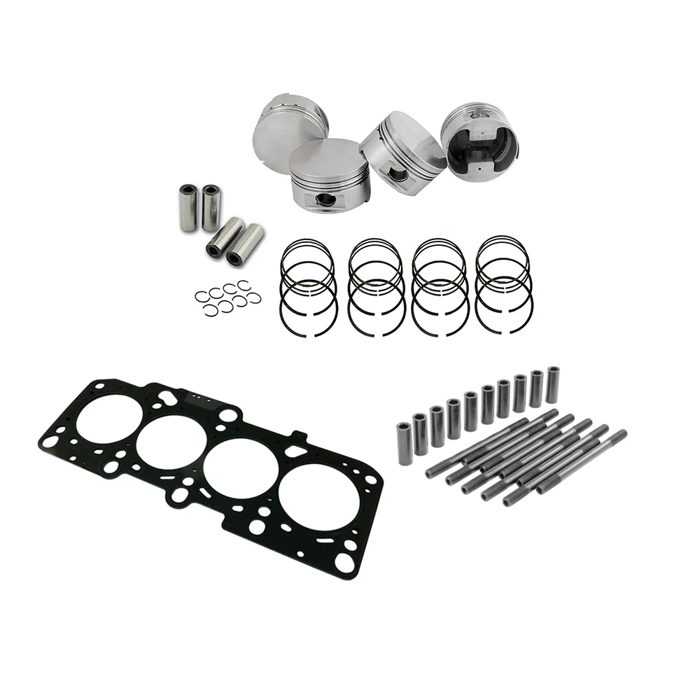 SPA TURBO Forged flat top piston and rings set 83.5mm VW ABA 2.0L 8V + Decompression Head Gasket Spacer - 1.5mm + 136mm head stud set