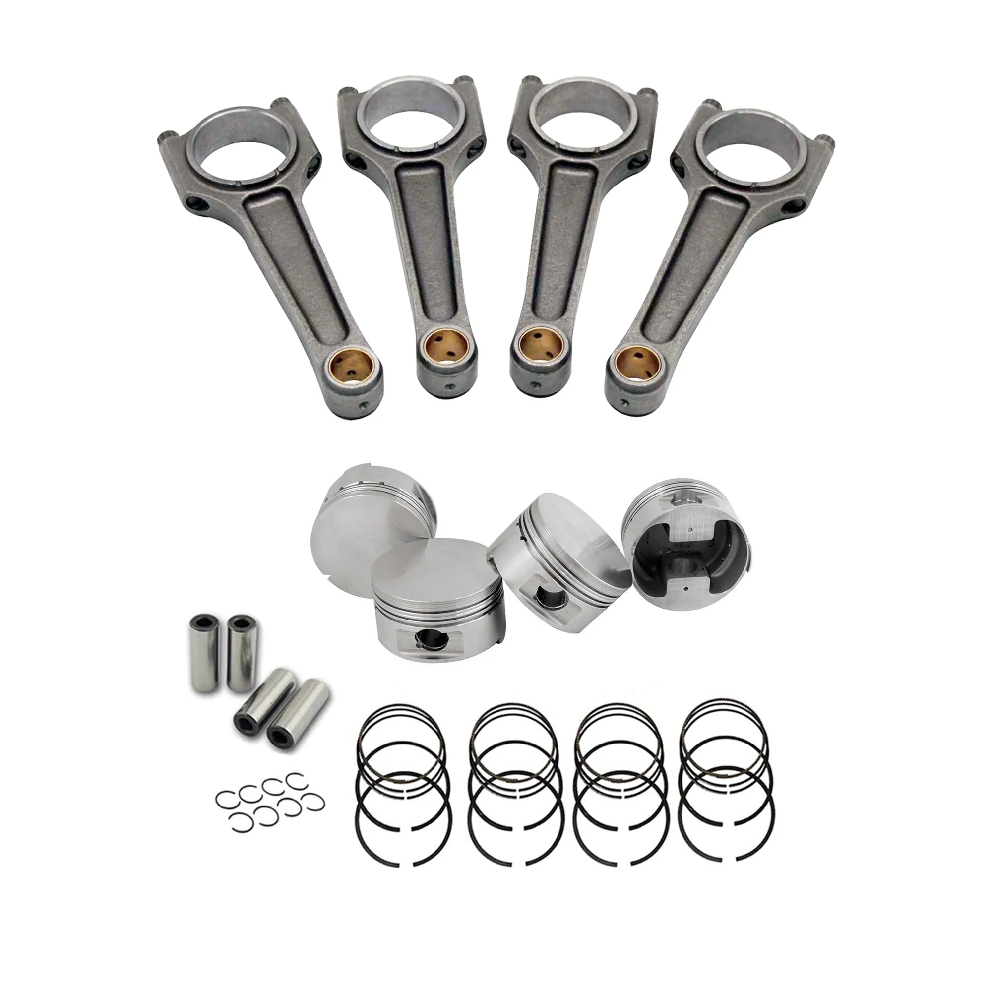 SPA TURBO Forged flat top piston and rings set 83.5mm VW ABA 2.0L 8V + VW 159mm x 20mm High Performance Steel Basic Connecting Rod set 3/8" bolt (1000hp)