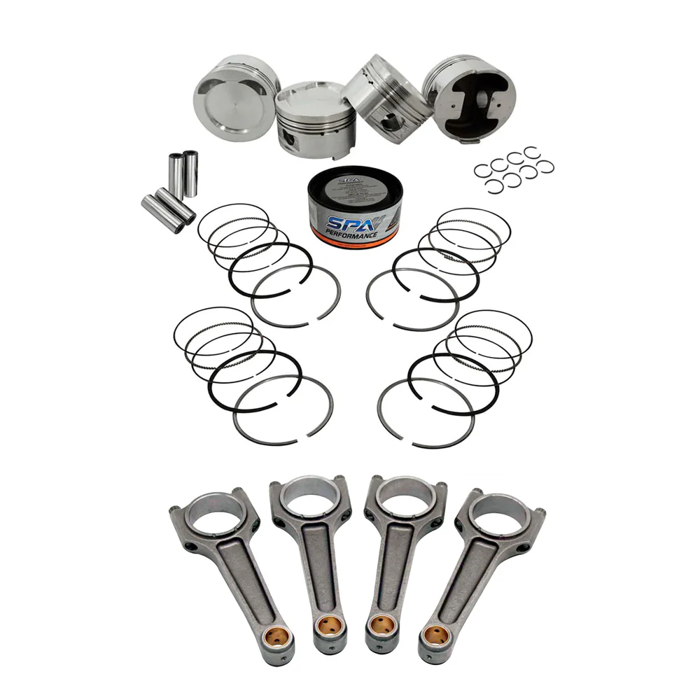 SPA TURBO Forged piston and rings set 83.5mm VW 2.0L 16V ABF + VW 159mm x 20mm High Performance Steel Basic Connecting Rod set 3/8" bolt (1000hp)