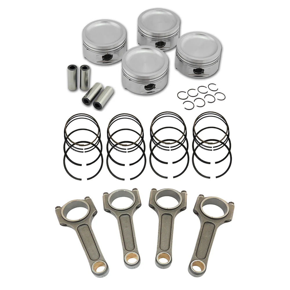 SPA TURBO Forged piston and rings set 83.5mm VW ABA 2.0L 8V + VW 144mm x 20mm High Performance Basic Connecting Rod Set 7/16" bolt (1100hp)