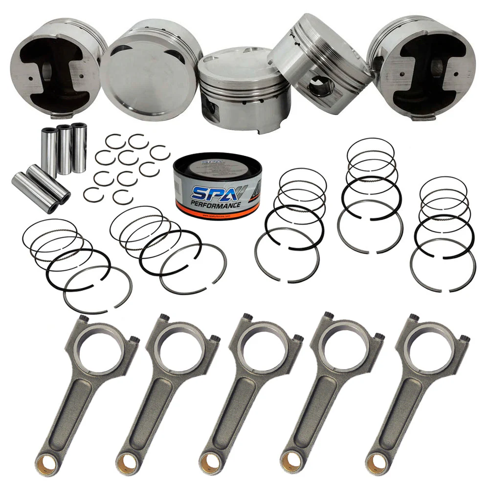 FORGED PISTON AND RINGS SET 83MM VW 2.5L JETTA MK5 5Cyl 07k + 144MM X 20MM HIGH PERFORMANCE STEEL CONNECTING ROD SET 3/8" BOLT (800HP)