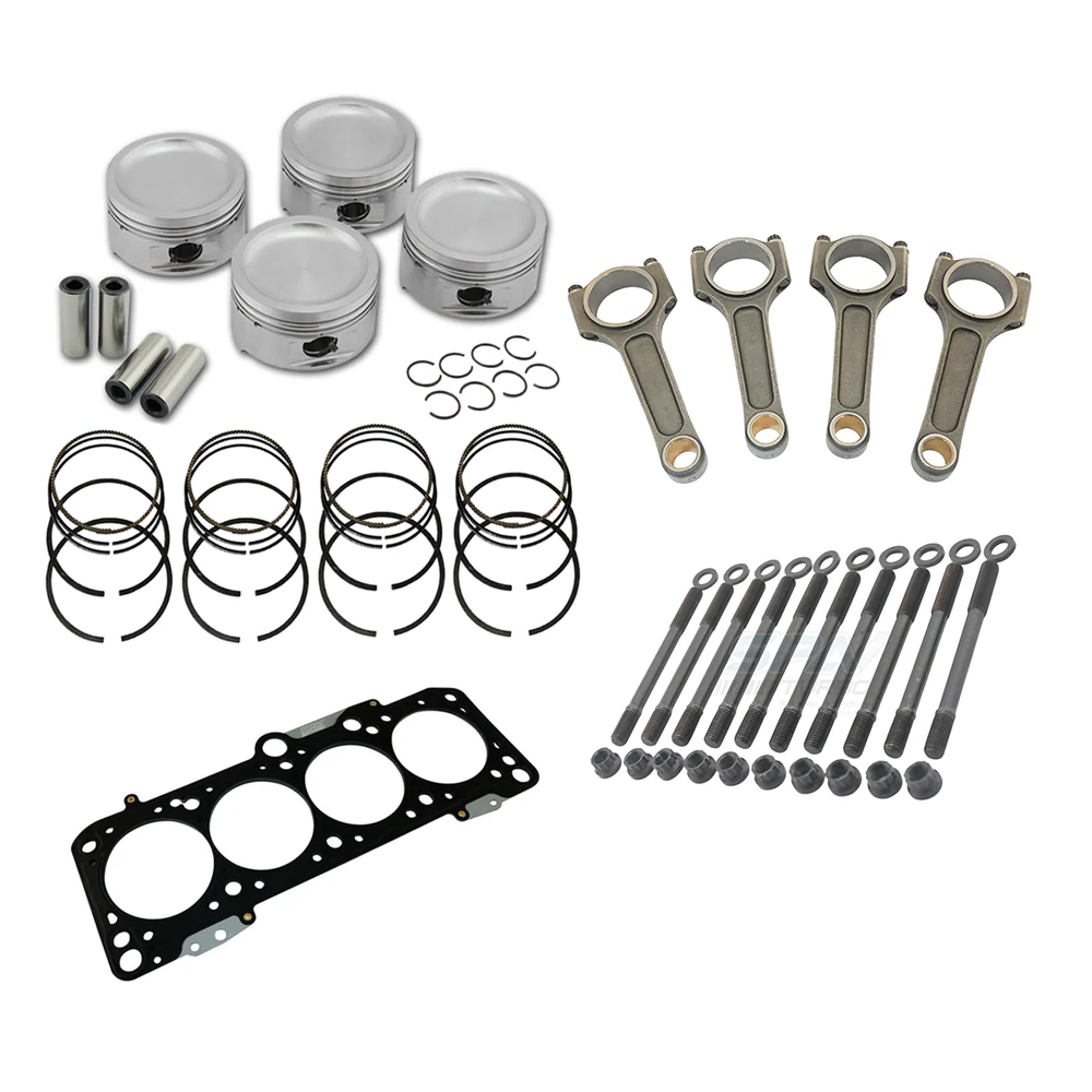 SPA TURBO Forged piston and rings set 83mm VW ABA 2.0L 8V + VW 159mm x 20mm High Performance Basic Connecting Rod Set 3/8" bolt (1000hp) +decompression Head Gasket Spacer - 1.5mm + Head stud set