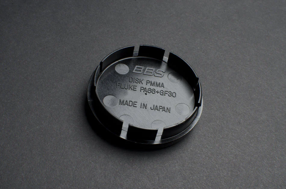 Genuine BBS RA / VZ / 5x100 RX-II / 5x100 CH / 5x100 CK 3D-Text Logo Cap Set (Black/Silver) - Image 2