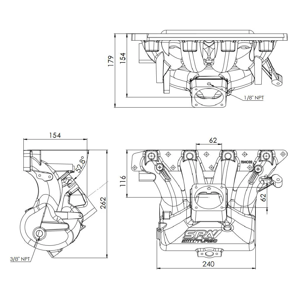 SPA TURBO HIGH FLOW INTAKE MANIFOLD OPEL / VAUXHALL / CHEVY EURO ASTRA ZAFIRA VXR GSi VX220 Z20LEH Z20LET Z20LER - BLACK - Image 8