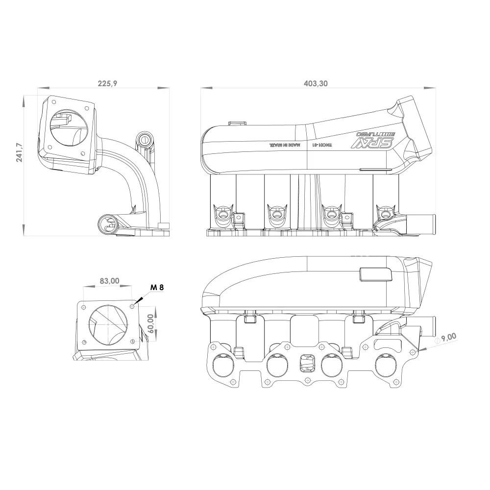 SPA TURBO INTAKE MANIFOLD CHEVY CHEVETTE / PONTIAC T1000 / ACADIAN 1.4 / 1.6L TOWARD FRONT THROTTLE - Image 6