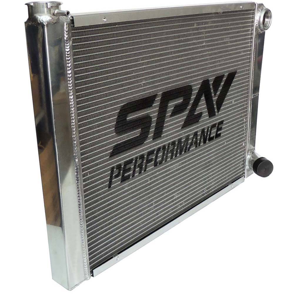 SPA TURBO Lightweight Late Model Radiator - Double Pass - 26.8" x 19.6" + Power Steering Tank Firewall Mount (Right Inlet) - Black Cap - Image 9