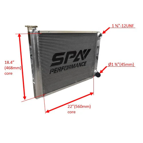 SPA TURBO Lightweight Late Model Radiator - Double Pass - 26.8" x 19.6" + Power Steering Tank Firewall Mount (Right Inlet) - Red Cap - Image 18