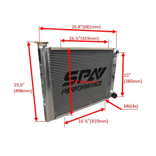 SPA TURBO Lightweight Late Model Radiator - Double Pass - 26.8" x 19.6" + Remote Fill Tank - Black Cap - Image 17