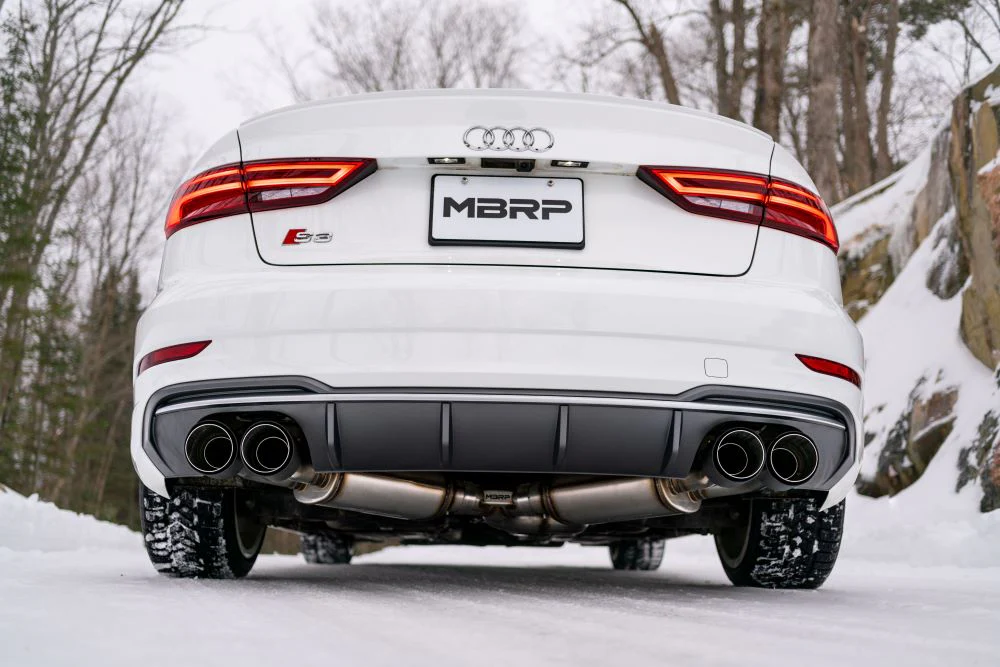 MBRP Armor Pro Series 3" Cat Back Exhaust, Quad Split Rear Exit w/ Carbon Fiber Tips (Active Exhaust) - Audi 8V S3 - Image 12