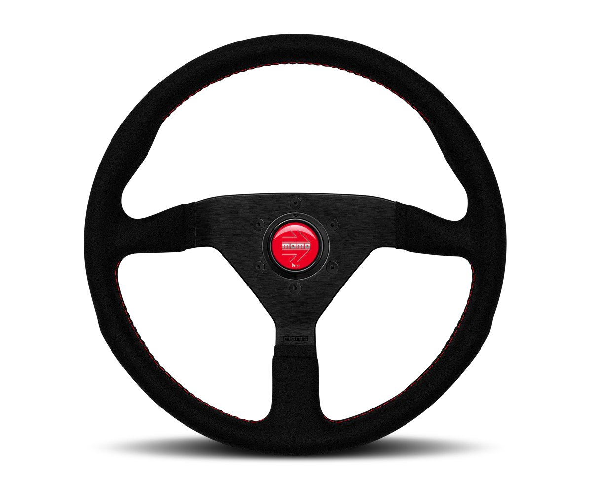 Momo Montecarlo Steering Wheel - 350mm/Alcantara/Red Stitch *OPEN BOX*