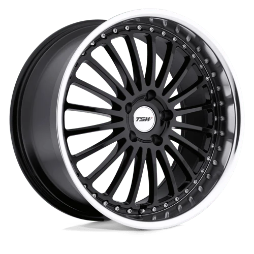 TSW SILVERSTONE 19X8 5X112 ET45 GLOSS BLACK W/ MIRROR CUT LIP