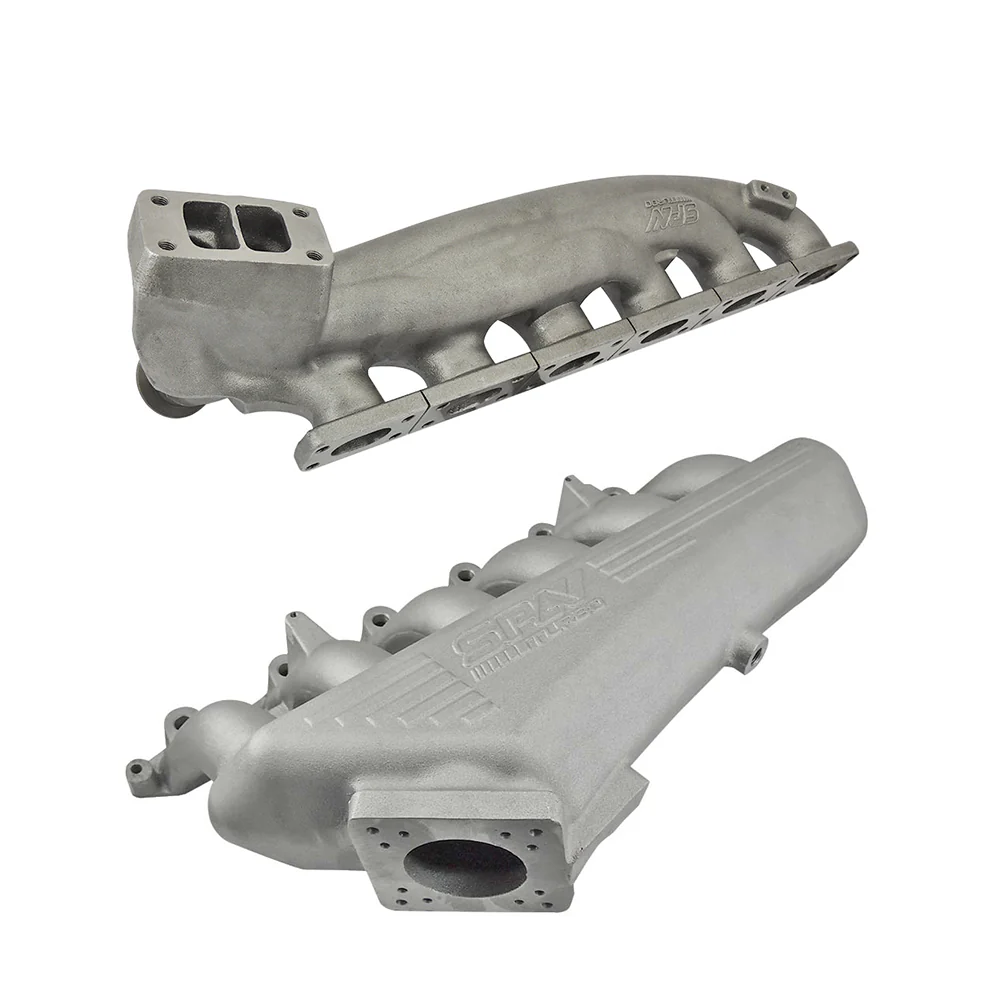 TWIN SCROLL TOP MOUNT CAST TURBO MANIFOLD V-BAND WASTEGATE + CAST ALUMINUM INTAKE MANIFOLD OEM THROTTLE for BMW E36 325 328 M3 (M50/M52/M54) - PRE-SALE