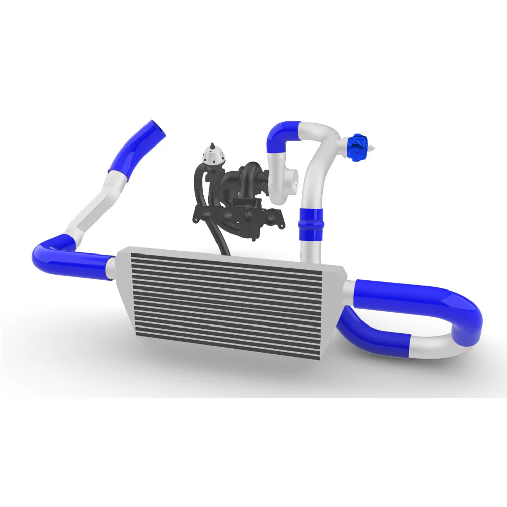 TWIN SCROLL TOP MOUNT TMA16 TURBO KIT + FRONT MOUNT INTERCOOLER VW 1.8 20V TRANSVERSAL, BLACK HOSES, TURBO NOT INCLUDED - Image 3