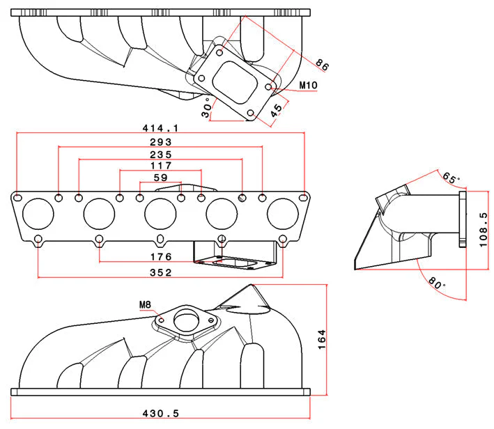 VW 5 cyl 2.5L 20v FSI T3 High Performance Turbo Exhaust Manifold + COMETIC EXHAUST MANIFOLD GASKET - Image 4