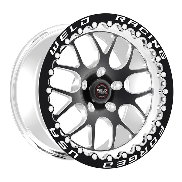 Weld Racing S77 Beadlock 17x10 / 5x120 BP / ET43 / 7.2in BS - Black Center with Polished Shell